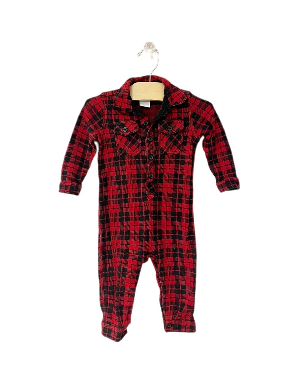 Ralph Lauren 9m Baby Red Plaid Cotton Kids One-Piece Romper Jumpsuit